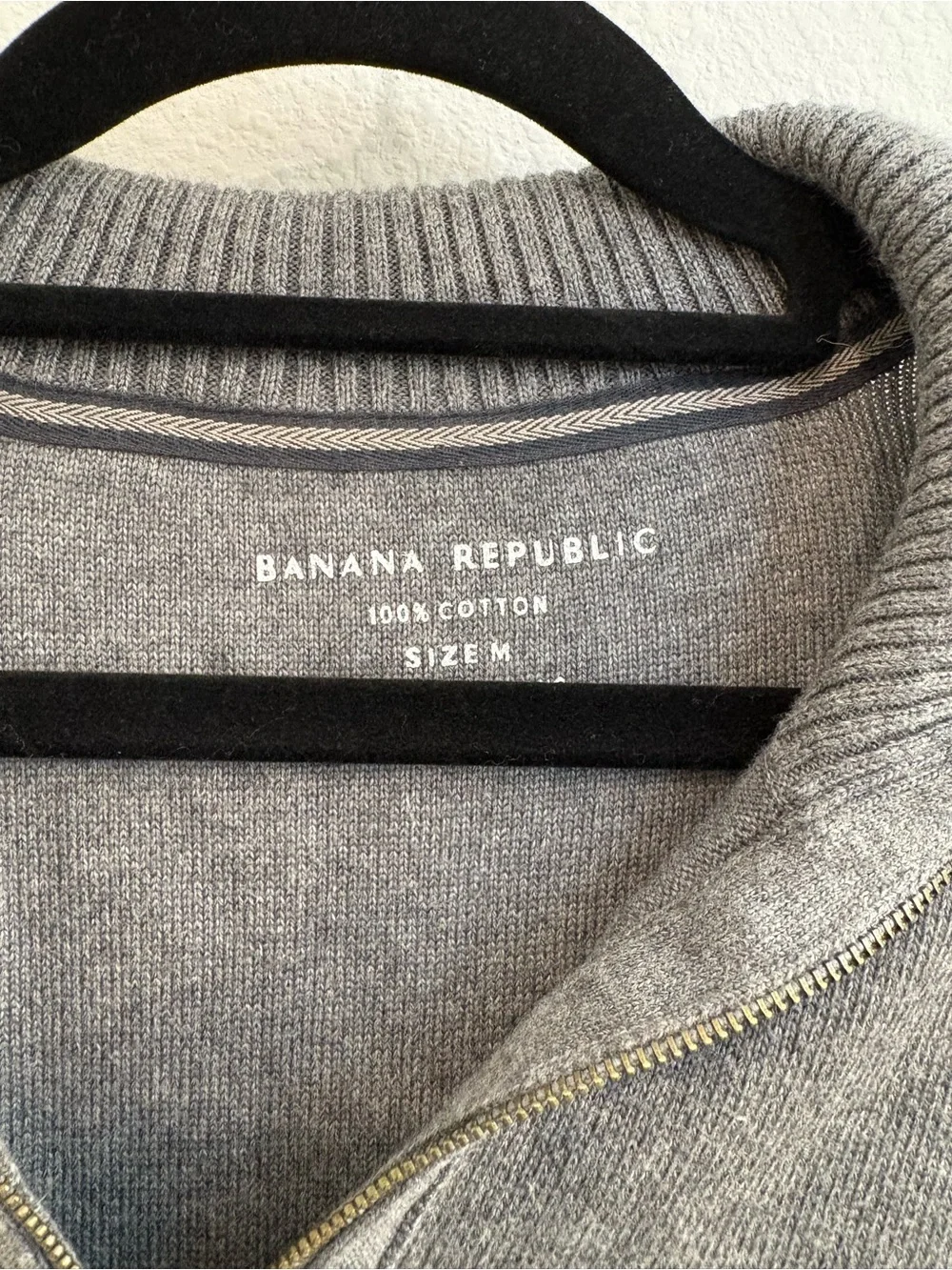 100% Cotton Banana Republic Men's Gray Quarter-Zip Sweater